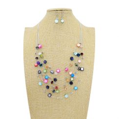 Shell Beads and Crystals Multi-string Jewelry Set