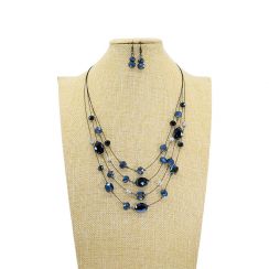 Bohemia Style Crystal and Glass Beads Links Necklace and Earrings