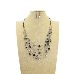 Crystal with Glass Beads Inseparable Combine Necklace and Earrings