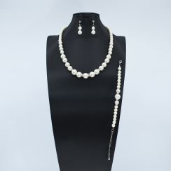 Fashion Jewelry Choker Pearl Necklace Bracelets and Earrings Sets