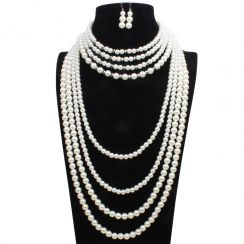 Two-Style Pearl with Silver Beads Jewelry Set