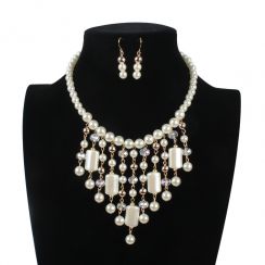 High Polished Rainfall Pearl and Crystal Jewelry Set