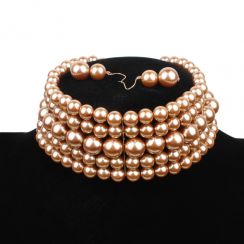 Stackable Pearl Choker Jewelry Set-Rose