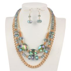 Seashell Colour Crystal and Golden Links Jewelry Set