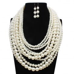 Pearl Layers Necklace Jewelry Set