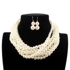 Stackable Short Pearl Necklace Jewelry Set