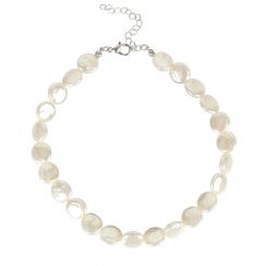 Short Flat Pearl Necklace