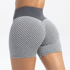 Sports shorts, women's high waisted peach buttocks lifting yoga pants, bubble jacquard fitness pants, summer tight shorts