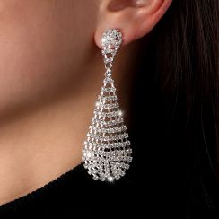 Fashion Teardrop hollow Rhinestone Alloy Bling bling Drop earrings