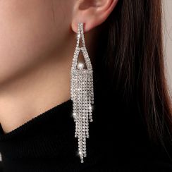 Fashion Tassel hollow Rhinestone Alloy Bling bling Drop earrings