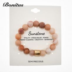 Rose Pink Sun Stone Semi-Precious Stone Bracelet