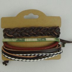 Multi Color Leather Adjustable  Multi Layer Bracelets and Bangles