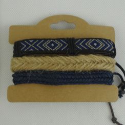 Royal Blue Printing Adjustable Leather And Rope Bracelets Bangles 