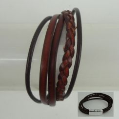 Brown Leather Snap Type  Multi-Layer Rope Bracelets