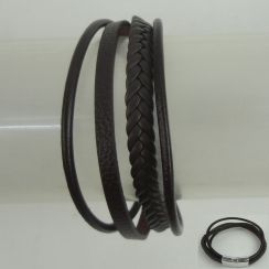 4pcs /Set Snap Type  Black Leather Rope Bracelets