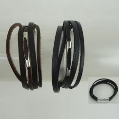 Snap Type  Brown Black Leather Rope Bracelets