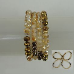 4PCS/Sets  Elastic Brown Crystal Picture Stone Beads Bracelets 