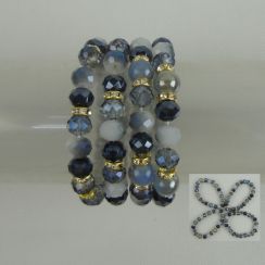 Ladies  4pcs/Set Elastic Bracelets  Blue Crystal Stone Beads Bracelets