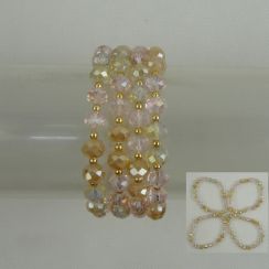 Multi Layer Pink And Champagne Crystal Beads For Girls