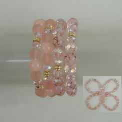  Circle Pink Stone And Crystal Elastic Bracelets For Ladies