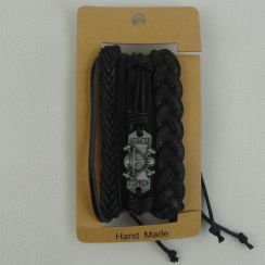 Skeleton Hand Made Adjustable Black Leather Bracelets