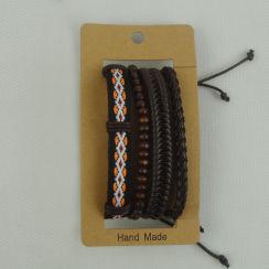 Hand Made Ethnic Element Printing  Adjustable Wide Leather Bracelets