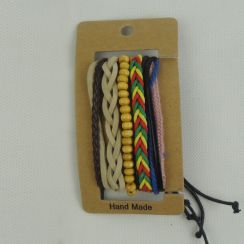 Adjustable Ethnic Colorful Rope Wooden Beads Leather Bracelets And Bangles