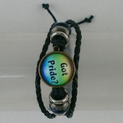 Got Pride Circle Pendant Multi Layer Weave Black Leather Bracelets