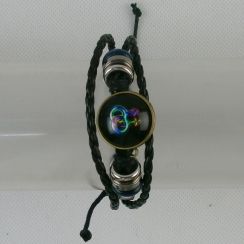 Handmade Weave Adjustable Black Leather Bracelet Circle Gay Pendant Bracelets