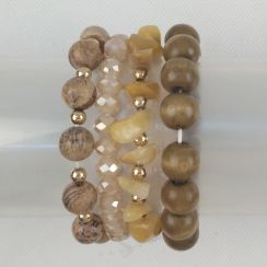 Ethnic Natural Picture Stone Beads Bracelets Wooden Beads Bracelets