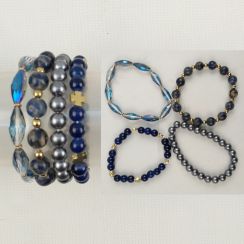 Trendy Jewelry Ethnic 4pcs/Set Semi Blue Stone Cross Pendant Bracelets Geometric Beads Bracelets 