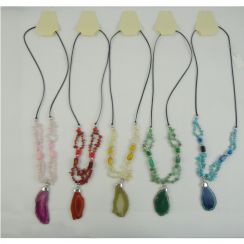 Irregular Pendant Long Semi Precious Stone Necklaces