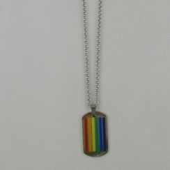 Rainbow Print Geometric Pendant Zinc Alloy Links Chains Necklaces