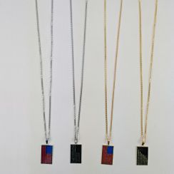 Charm Geometric  Flag Print Pendant Necklaces Long Chains Necklaces