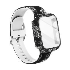 Silicone Smartwatch Band Strap Adjustable Watchband Wristband  for Apple I Watch--Black Rose