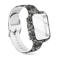 Lace Print Silicone Smartwatch Band Strap Adjustable Watchband Wristband  for Apple I Watch 1.2.3