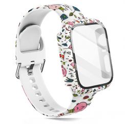 White Base Colorful Print Silicone Smartwatch Band Strap Adjustable Watchband  for Apple I Watch