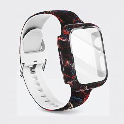 Silicon Bands Apple Watch 456 Band 40mm Screen Protector Glass Cover Wristband Strap - Starry Sky