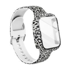 Adjustable White Leopard Print Silicone Smartwatch Band Strap  Watchband Wristband  for Apple I Watch 4.5.6