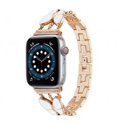 Rose Gold Metal Strap White Butterfly Oil Dripping Watch Band Suitable for Apple watch