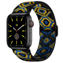 Adjustable Polyester Black Moran Base Print Gold Eyes Watch Band Strap for Apple Watch