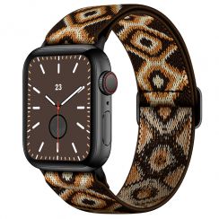 Adjustable Brown Base White Eyes Jacquard Watch Band Strap for Apple Watch 