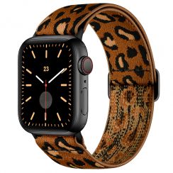 Adjustable Brown Leopard Polyester Watch Band Strap for Apple Watch 