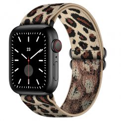 Big Leopard  and Grey Print  Nylon  Adjustable Watchband Wristband  For Apple I Watch