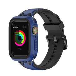 Soft and Rugged Protective TPU Case Silicone Strap Apple watch Bands 42mm 44mm 45mm Dark Blue and Black