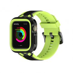 Soft and Rugged Protective TPU Case Silicone Strap Apple watch Bands 42mm 44mm 45mm Green and Black